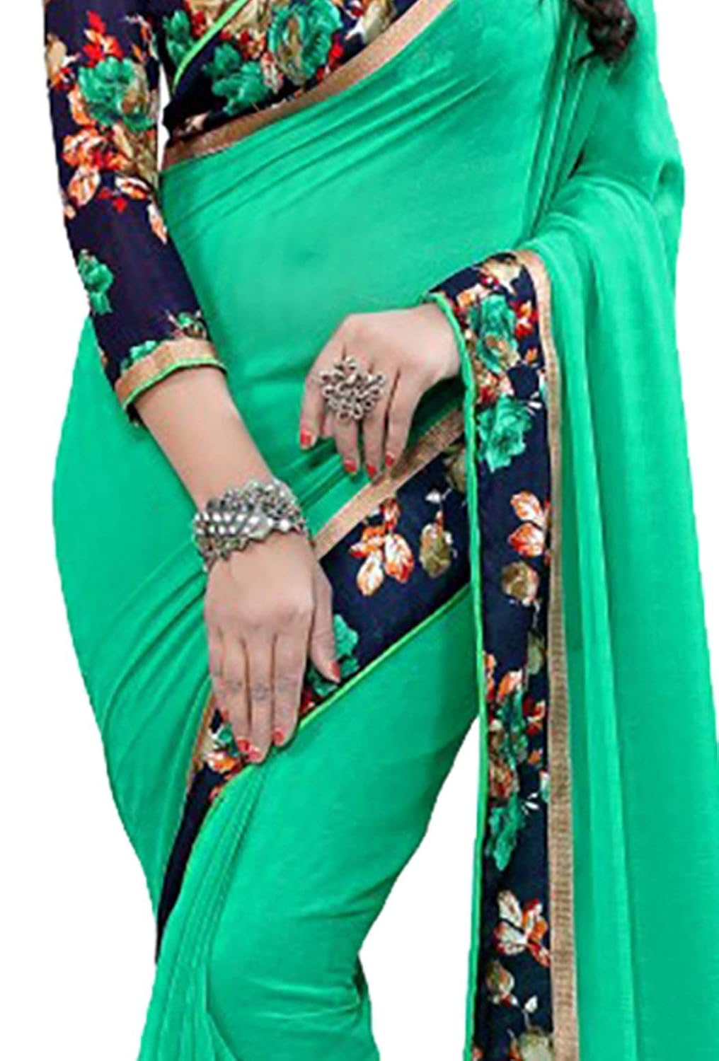 rjb georgette saree with blouse piece