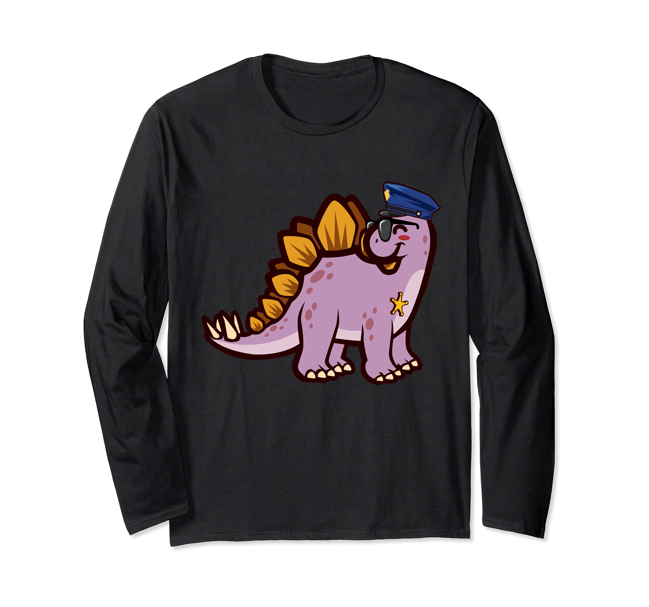 Police Officer Cop Law Enforcement Stegosaurus Dinosaur Long Sleeve T-Shirt