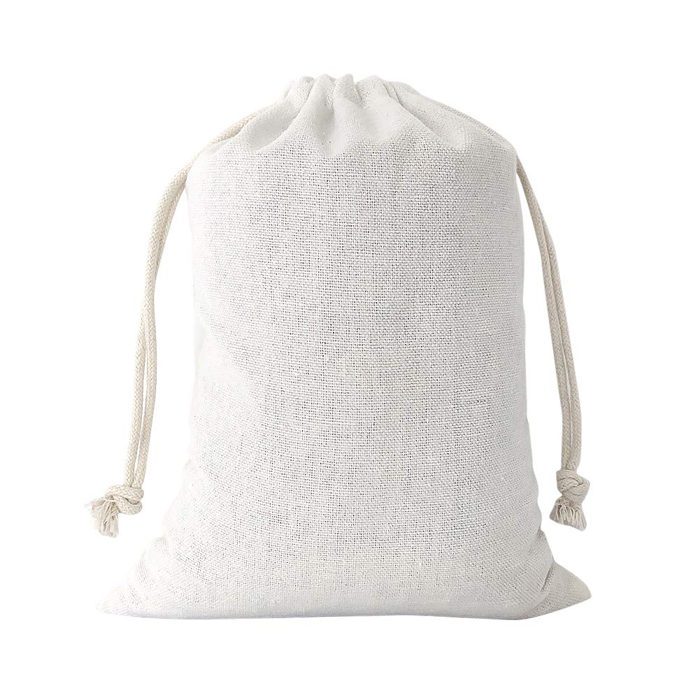 SumDirect 20Pcs Cotton Muslin Bags,White Mini lightweight Gift Pouch Breathable Pouches with Drawstring Reusable Packing Storage Bags for Wedding, Party, Birthday (15x20cm)