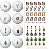 PLIGREAT 4 Sheets Golf Ball Marker Stickers 80 Pcs Creative Drink Wine Bottle Pattern Golf Ball Marking Decals for Identify Golfer Balls Waterproof Markers Golfer Gift Golfing Accessories