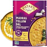 Patak's Madras Yellow Dal, Savory Lentils in Creamy Coconut Milk with Sweet Peppers &amp; Spices, Vegan Microwaveable Meal for Quick Lunches or Dinners, Serve with Rice or Naan, 10.05 oz