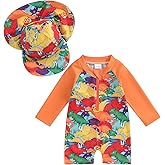Socutebabe Toddler Infant Baby Boys Swimsuit Kids Rash Guard One Piece Newborn Zipper Bathing Suit Swimwear with Hat