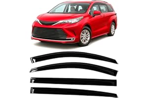 OLLTOZ 2021-2025 Tape-On Rain Guards for Toyota Sienna Side Window Visor Deflectors Extra Thick Tinted Vent Shades LE XLE XSE Limited Platinum 2022 2023 2024