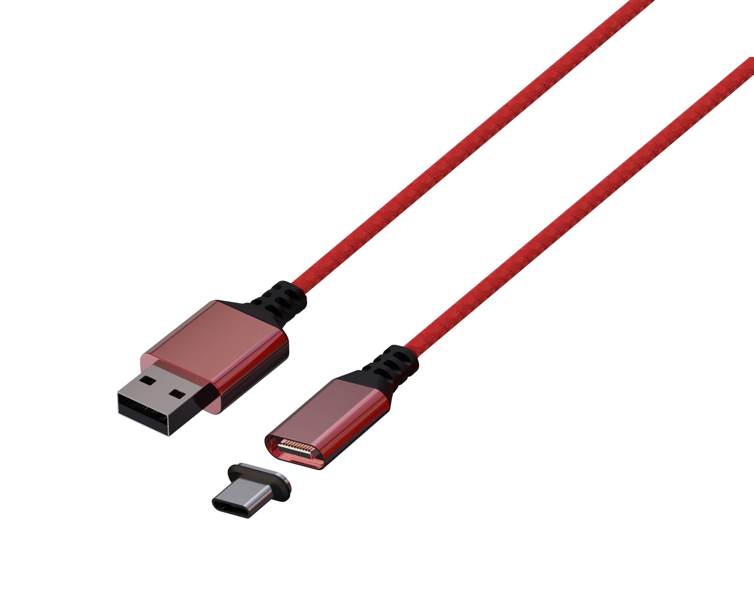 Konix Mythics Premium Magnetic Charging Cable 3m Type A to C for Xbox Series X|S Controller - Fast Charge - Red