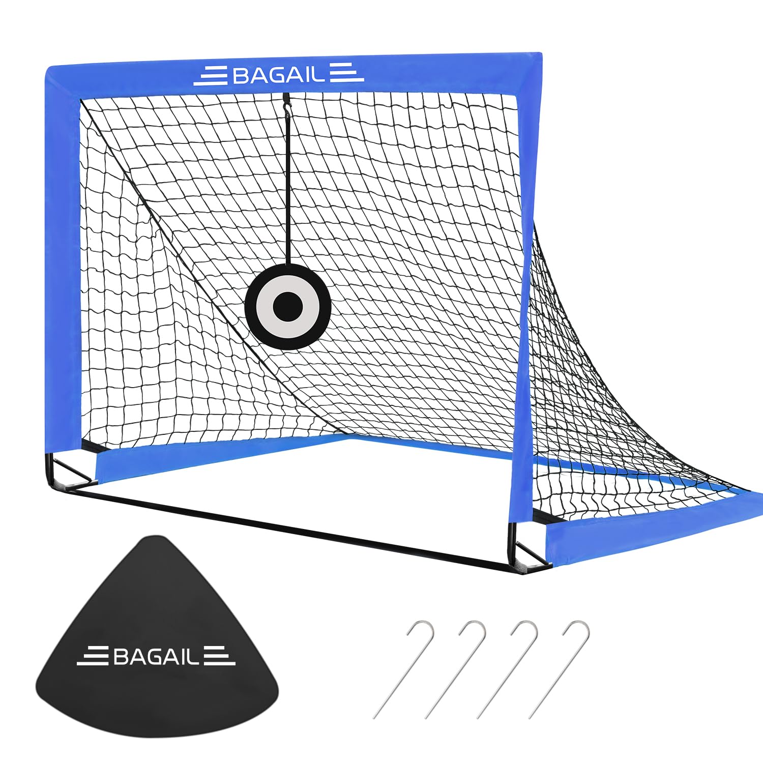 Bagail Football Goal, Pop up Football Net with Target Goal, Ground Pegs and Portable Carry Bag, Easy to Assemble, Ideal for Garden Training and Recreational Matches