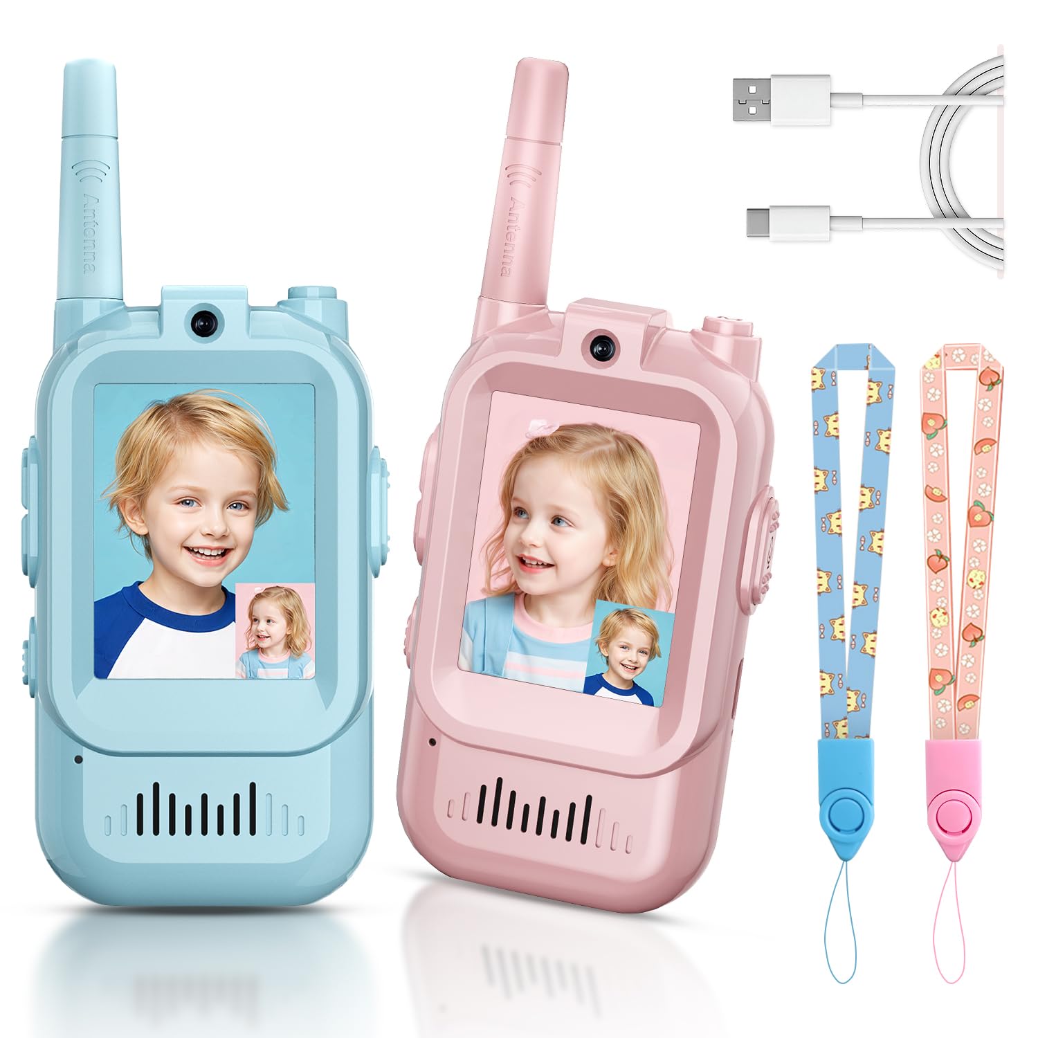 Photo 1 of *MINOR DAMAGE - USED*
Kids Video Walkie Talkies, 2 Pack Long Range Walkie-Talkie for Kids, Rechargeable Video Call Toys for Indoor, Camping, Hiking, Travel, Christmas Birthday Gift for Boys Girls Age 3-5 (Blue/Pink)