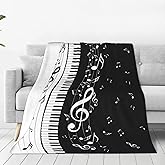Oplp Piano Keys and Notes Throw Blanket for Bed Sofa Couch Fleece Blankets Lightweight Soft Cozy 50"x40"
