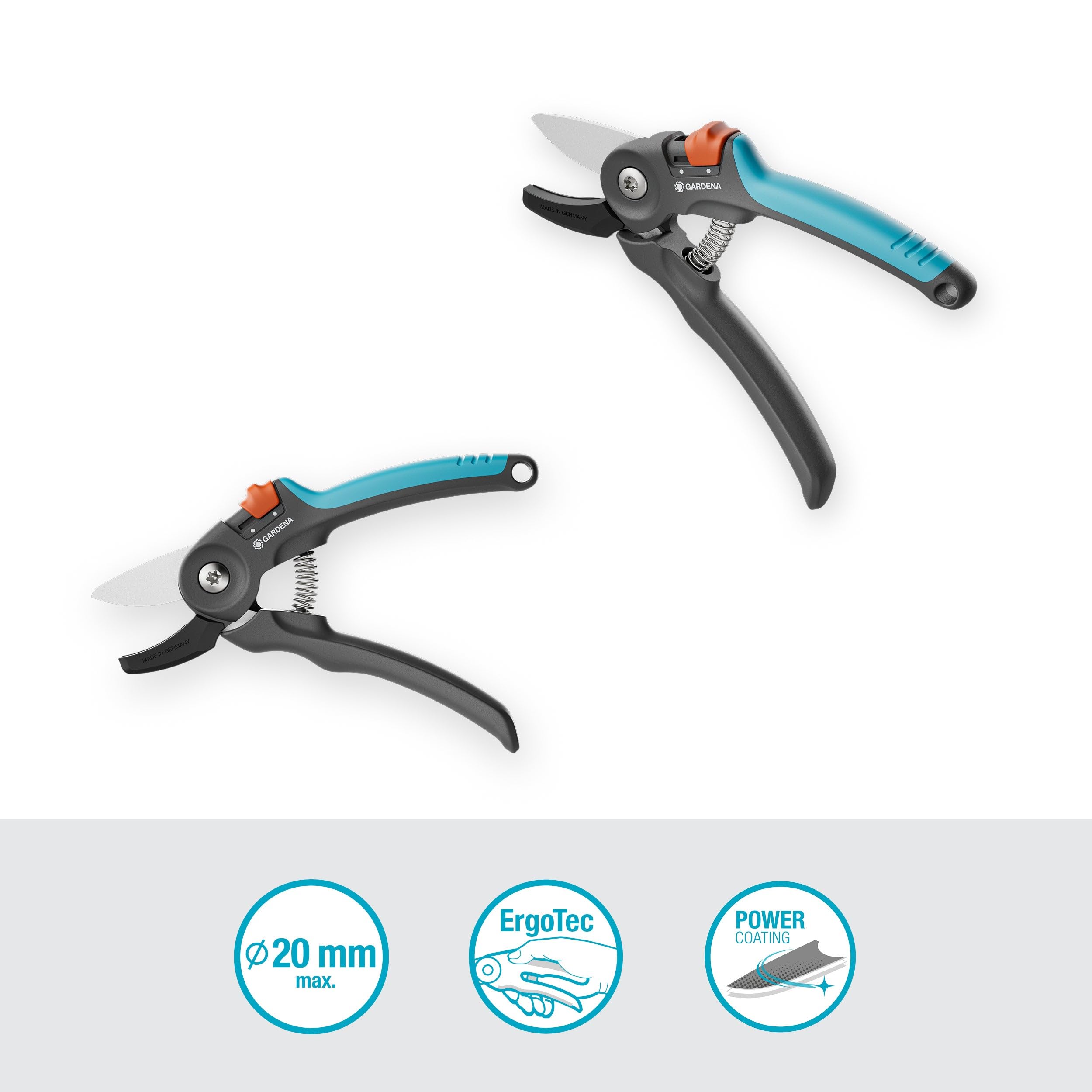 Gardena PremiumCut Gartenschere, Amboss-Schnitt, für trockenes Holz, 20 mm Schnittdurchmesser, ergonomische Griffe, PowerCoating-Klingen, in Deutschland hergestellt (12240-20) 2