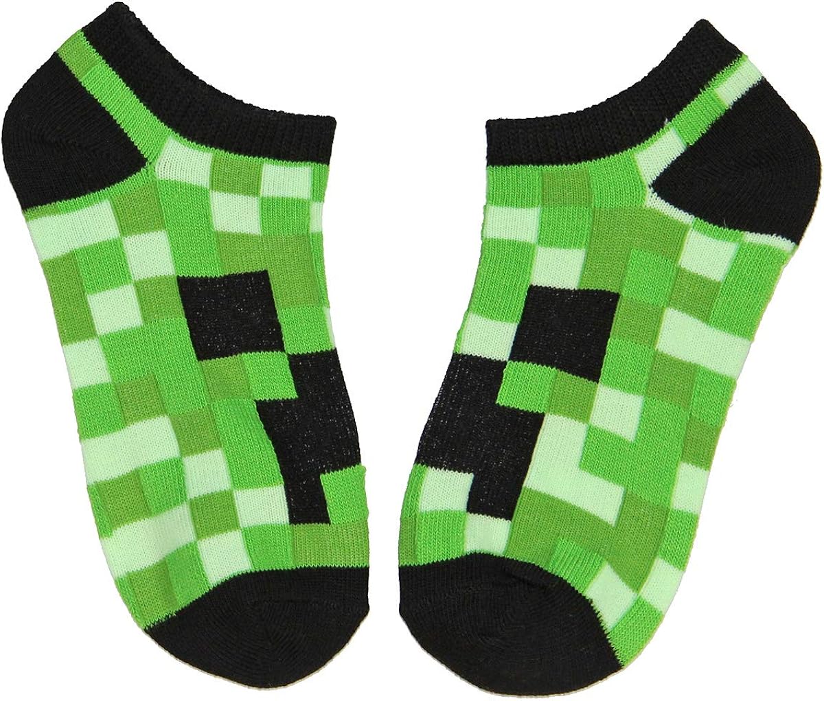 Minecraft Kids Classic Heros And Monsters 5PK No Show Socks (4/6): Clothing