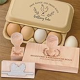Terwex Egg Carton Stamps Personalized, Custom Egg Cartons Stamp, Rubber Stamp for Farm Fresh Eggs Cartons, Wooden Stamps for Farmhouse Homestead Chicken Coop Farmer, Chicken Accessories(2"x2")