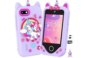 Yosfeng Kids Smart Phone for Girls Gifts - Toddler Birthday Gift for Age 3 4 5 6 Year Old, Kids Cell Phone Toy with 2.8" Touchscreen, Dual Cameras, Learning, Music Player, Games with 32 GB Card