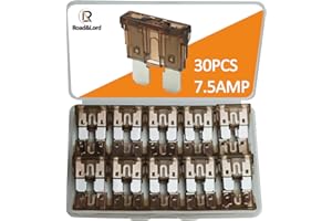 ROADANDLORD 30Pcs 7.5A Standard Blade Fuses Kit - Standard Automotive Car Fuse Blade Fuse Assortment, Fuses Automotive, 7.5A Standard Boat fuse, Auto Truck ATC/ATO/APR/ATS Fuse Kit for Car/RV/Truck/Motor