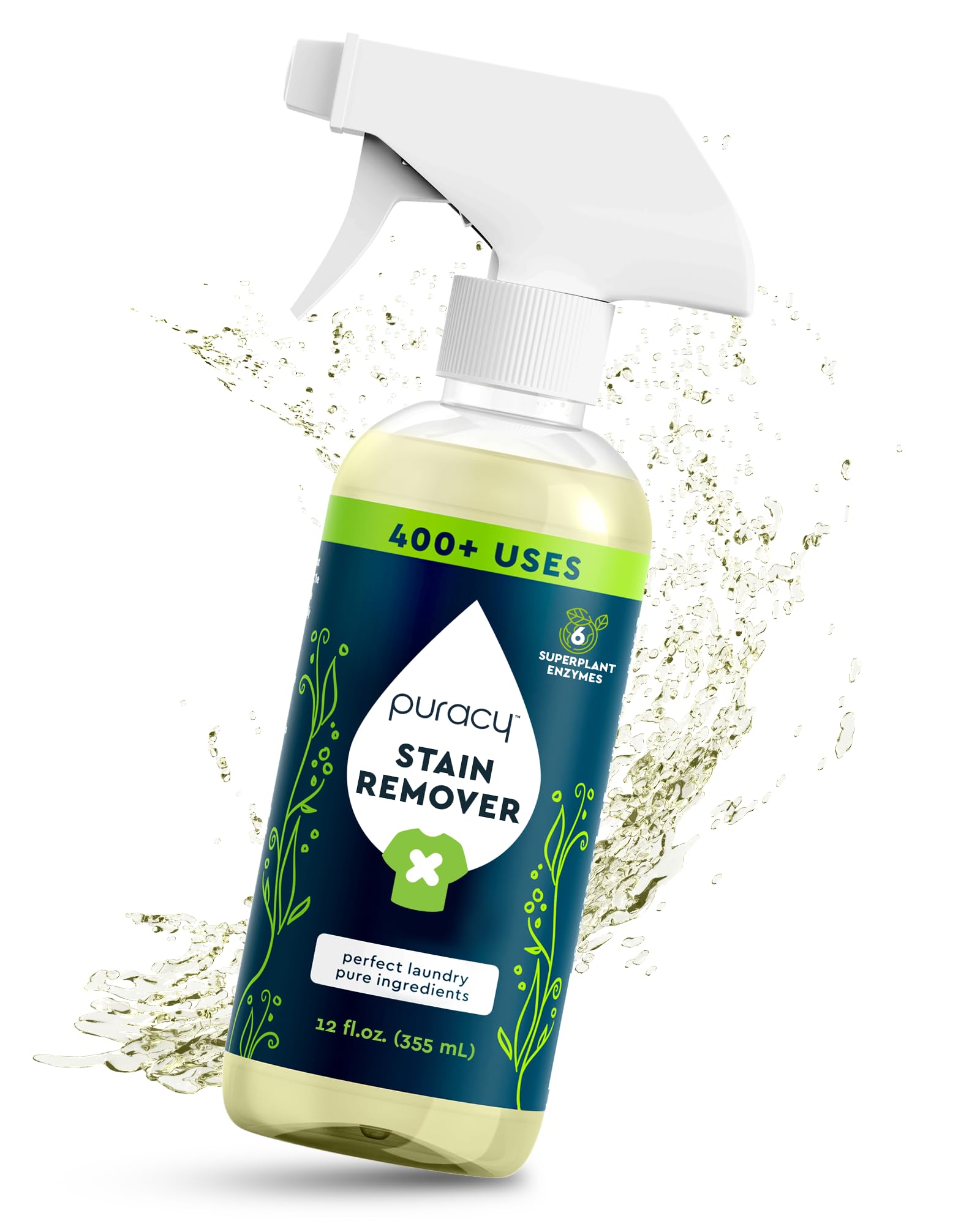 Puracy Stain Remover Spray, Natural Based Travel and Laundry Stain Cleaner for Clothes, Baby Essentials, Kids Stains, Oil and Fabric Spot Cleaner (Unscented, 12 oz)
