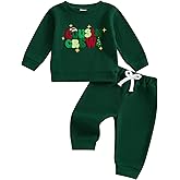Karuedoo Toddler Baby Boy Christmas Outfit Cousin Crew Embroidery Waffle Knit Long Sleeve Sweatshirt and Pants Set