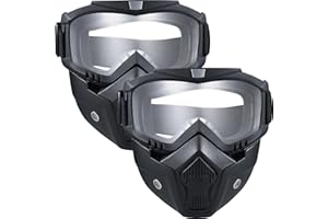 BROYEUR 2 Pack Airsoft Mask Full Face, Paintball Mask,Motorcycle Mask，Tactical Full Face Mask Ski Mask Goggles Detachable