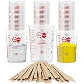 20oz Resin Mixing Cups - [Easy-Separate Design] 50 Pack Graduated PP Plastic Mixing Cups for Epoxy Resin, Paint &amp; Automotive - Includes 50 Stir Sticks, Calibrated Ratios 2:1 3:1 4:1, ML &amp; OZ