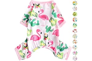 PINKBOW Dog Pajamas Pjs Summer Dog Clothes for Small Dogs Girl - Boy - Medium Size Dogs, Soft Stretchy Puppy Clothes Fall Doggie Onesies Cat Pet Jammies Outfit Flamingo Pink