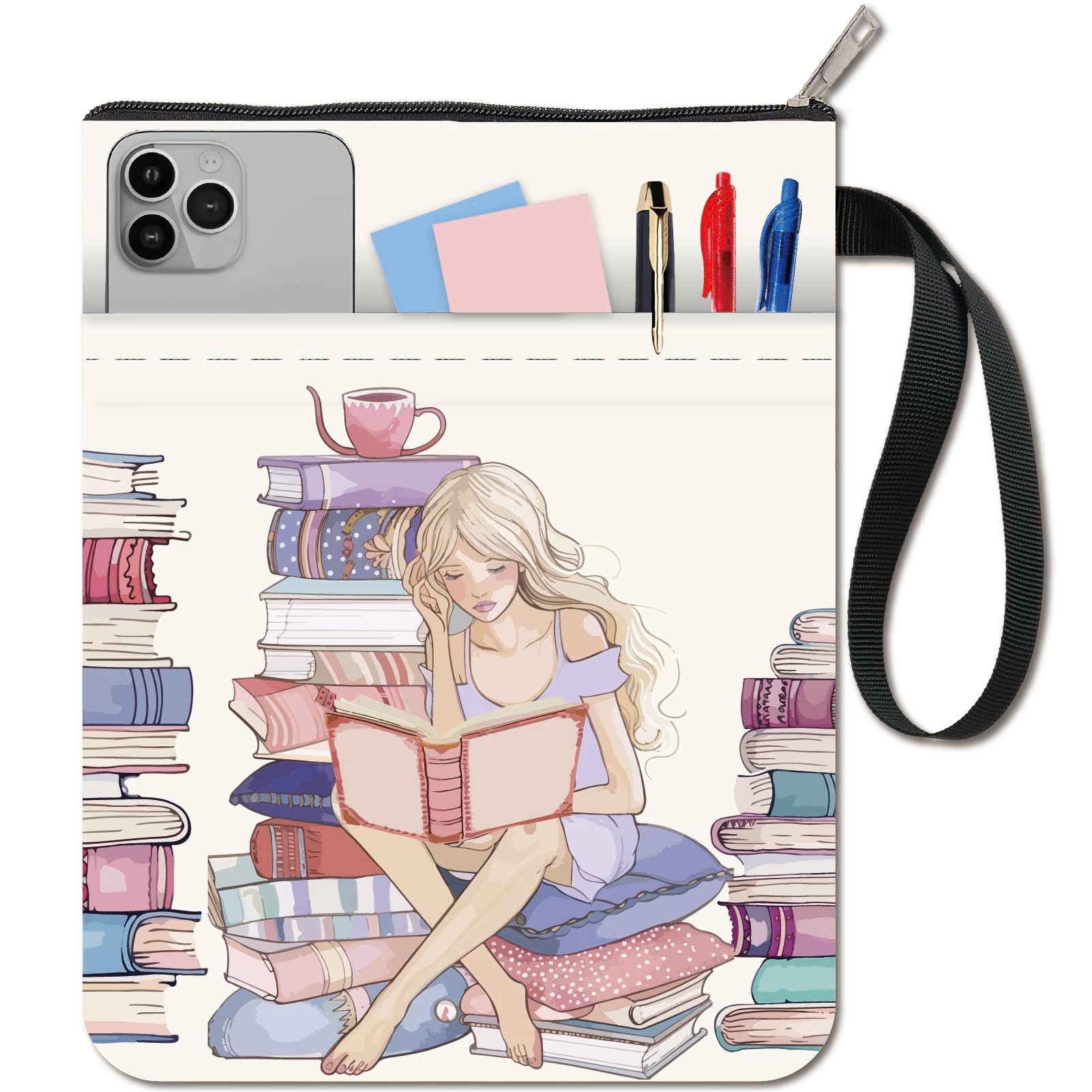 CRASPIRE Reader Book Sleeve Book Patterns Book Covers Book Protector for Paperbacks Washable Fabric Cloth Book Cover with Zipper and Extra Sleeve Pocket for Book Lovers Classmate Gifts