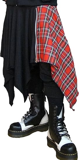 Amazon Co Jp Hippies ヒッピーズ メンズ レディース スカート サルエル パンツ ウエストゴム V系 5192 アカチェック 服 ファッション小物