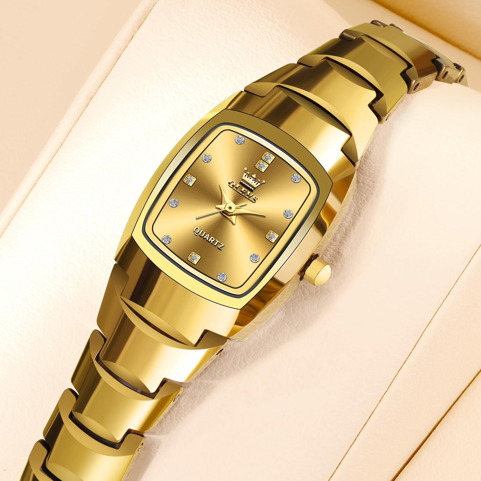 OLEVS Watches for Women Small Square Face Ladies Watches Waterproof Tungsten Steel Dainty Dress Rectangle Female Womens Wrist Watches for Small Wrists Gold/Silver/Black/Rose Gold