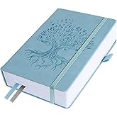 Journal Notebook with 365 Numbered Pages, Large A5 College Ruled Notebook for Work, Hardcover Leather Journal for Women Men, 