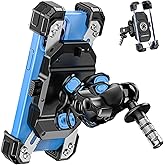 VAZESWIN Motorcycle Fork Stem Phone Mount with Vibration Dampener, Motorcycle Cell Phone Holder with Aluminum Alloy Anti-Theft Short Arm, Fit 12mm to 25.4mm Diameter Stem Tubes, for 5.5"-7.2" Phones