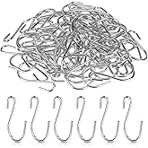 Mozeat Lens 60 PCS S Hooks for Hanging 1 Inch Metal Hanging Hooks Mini S Hooks S Shaped Iron Wire Hook Hanger for Hanging Jewelry Small Kitchenware Potted Plants, Silver
