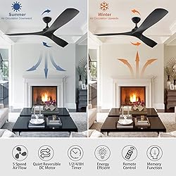 DIGLED 60 Inch Ceiling Fan No Light, Walnut Rustic