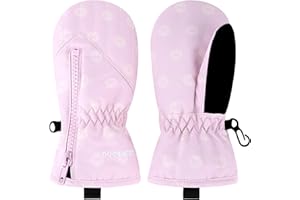 Hpegny Kids Waterproof Winter Snow Gloves Mittens for Toddlers - Zippered Ski Mittens for Baby Boys and Girls