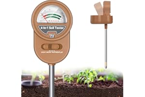 MIOGREN Soil Moisture Meter 4-in-1 Soil Ph Meter Water Monitor Soil Moisture/Light/Nutrients/pH Meter for Gardening Lawn Farming Indoor & Outdoor Promote Plants Healthy Growth No Batteries Required (Brown)