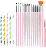 URAQT Nail Art Brushes Set 15pcs Painting Pen & 5pcs Dotting Tools Kit DIY