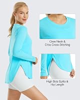 G4Free Women's UPF 50+ Long Sleeve Shirt UV Sun Protection Lake Blue view 5