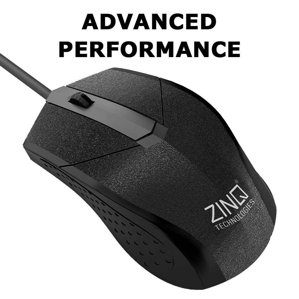 Zinq Technologies ZQ233 Wired Mouse with 1000DPI, 10 Million Clicks Lifespan for Laptop and Desktop (Black)