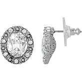 1928 Jewelry Crystal Clear Post Button Earrings