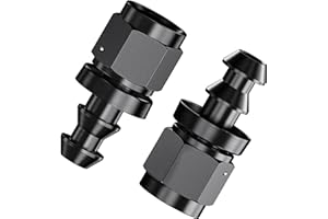 TRUCKMETER 2Pcs Straight 6AN Female to 3/8" Push Lock Hose Fitting End for Rubber Fuel Line, Black Hard Two Stage Barb Aluminum Anodized Connector, Automotive Accessories for Vehicle Fuel Oil Line Modification