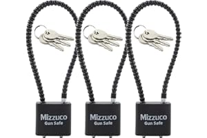 Mizzuco Cable Gun Locks with Keys Simple Operation 8.5" Compatible with Pistols, Handguns, Rifles, and Shotguns, Home and Storage for Firearm Locking and Safety