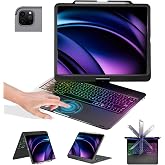 BABG Keyboard Case for iPad Air 13 inch(M3/M2)&amp;iPad Pro 13(M5/M4),iPad Pro 12.9(6th/5th /4th/3rd Gen) Case with Keyboard,360&deg; Rotatable,Toupad,Backlits,Pencil Charging-Black