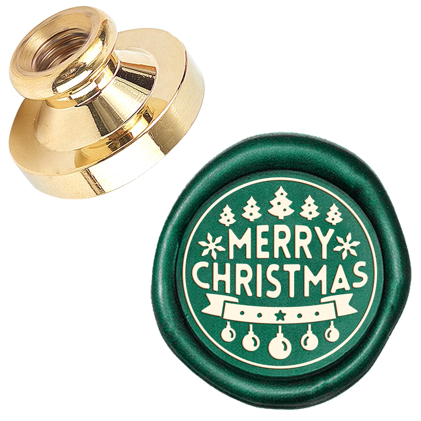 CRASPIRE Merry Christmas Sealing Wax Stamp Tree Snowflake Ball X'MAS EVE 25mm Replaceable Brass Head for Invitations Envelope Cards Holiday
