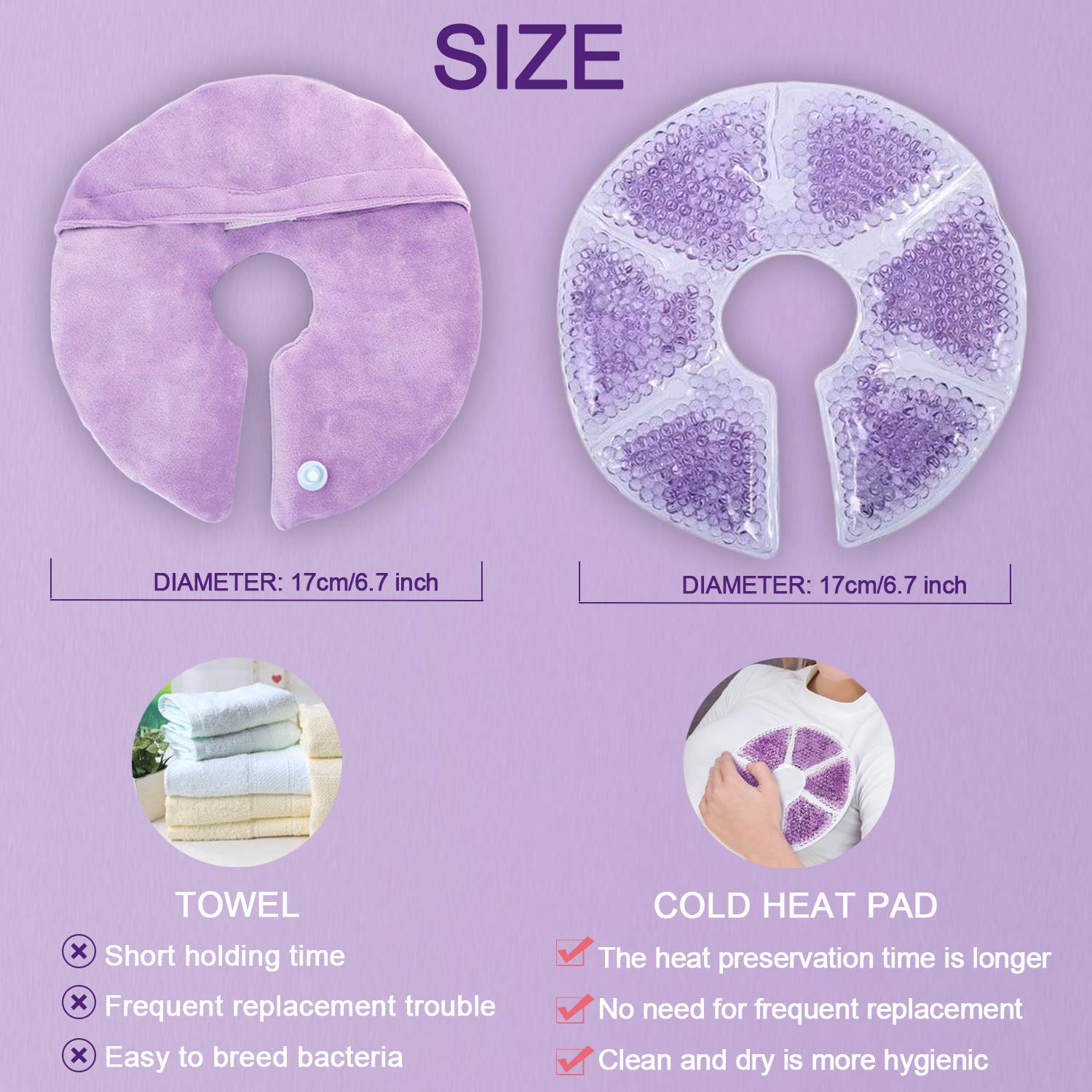 Breast Therapy Pads - Hot & Cold Gel Pads for Breastfeeding & Postpartum Recovery, Pain Relief for Mastitis & Engorgement