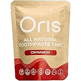 Oris Natural Toothpaste Tablets hydroxyapatite - Fluoride-Free Chewable Toothpaste Tablets for Enamel Repair, Travel-Friendly & Eco-Friendly tabs - 62ct (Cinnamon)