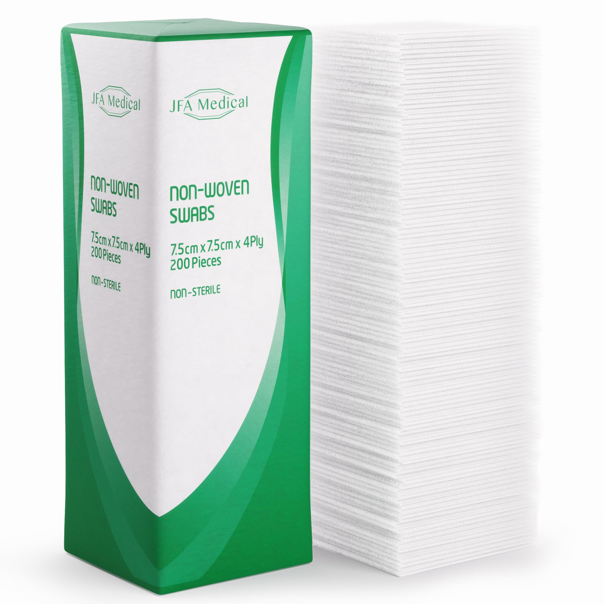 JFA Medical Premium Non-Woven Gauze Swabs 7.5cm x 7.5cm - Pack of 200