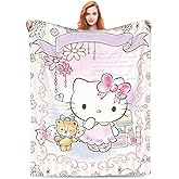Cute Throw Blanket, 60x50 Inches Blanket Gift for Women, Soft Fuzzy Flannel Blankets for Couch Sofa Travel