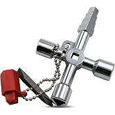 ZYROA Alloy 4-in-1 Pagoda Key Multi Purpose Service Wrench | 4-bit triangle square round cross heads,compatible with elevator,train,cabinet, valve and electrical locks