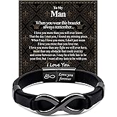 VGWON Mens Infinity Knot Bracelet, Christmas Gift for Him To My Man/Son/Dad Leather Bracelet I Love You Mens Bracelet Mens Birthday Gift Boyfriend Husband Couple