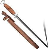 ELephas PLus honing steel knife sharpener ，Wooden Handle knife sharpener rod,12 Inch Knife Sharpening Steel Honing Rod（mahogany）