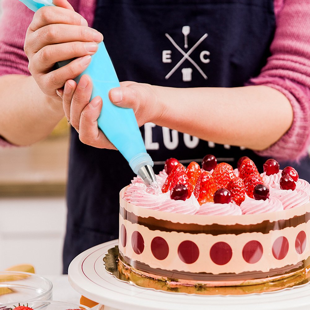 Cake Cupcake Decorating Supplies Kit 53pcs, Yblntek 48 Cake Decoration Icing tips, 2 Flower Nails, 2 Coupler and a Silicone Pastry Bags Baking Supplies Frosting Tools Set for Cookies