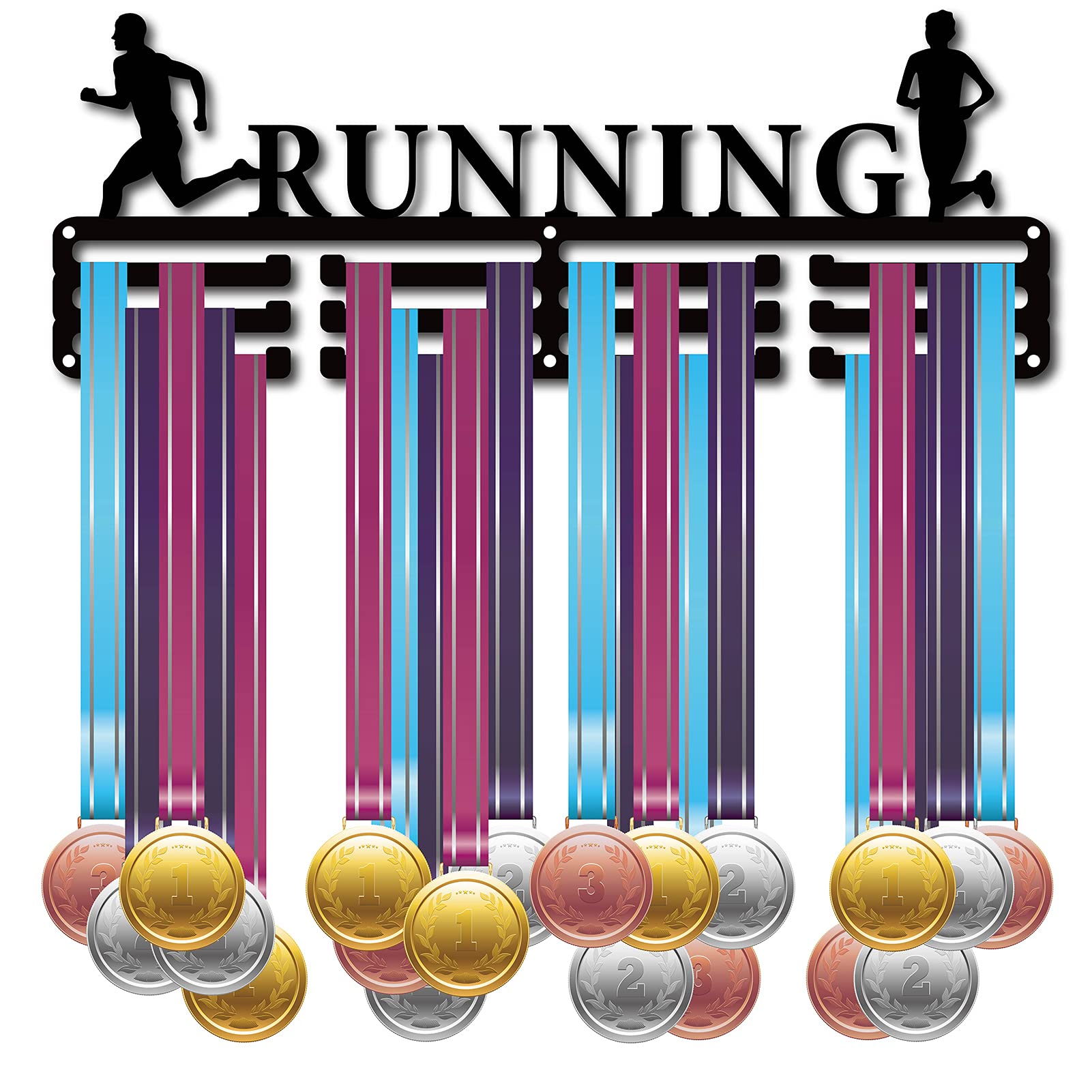 CREATCABIN Medal Holder Sport Running Athlete Medals Hanger Display Stand Wall Mount Hanger Decor Holders for Runners for Home Badge 3 Rung Medalist Running Soccer Gymnastics Over 60 Medals