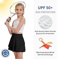 Soneven Girl's Skorts Tennis Skirts with Shorts