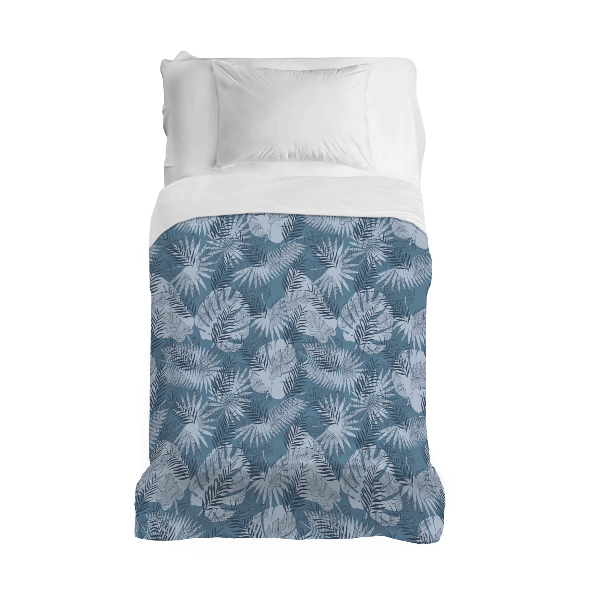 PENSIERI DELICATI Bedspread 220 x 280 cm, 100% Cotton Pique Single Sheet, Ideal as a Furnishing Towel, Double Bed Blanket, Tropical Teal Design, 100% Made in Italy — image 1