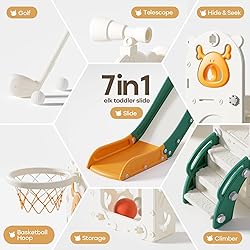Mloong 7 in 1 Toddler Slide, Kids Slide for